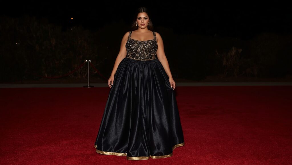 Enchant Your Curves: The Beauty of the Black and Gold Plus Size Formal Dress - Curviosa Black and Gold Plus Size Formal Dress